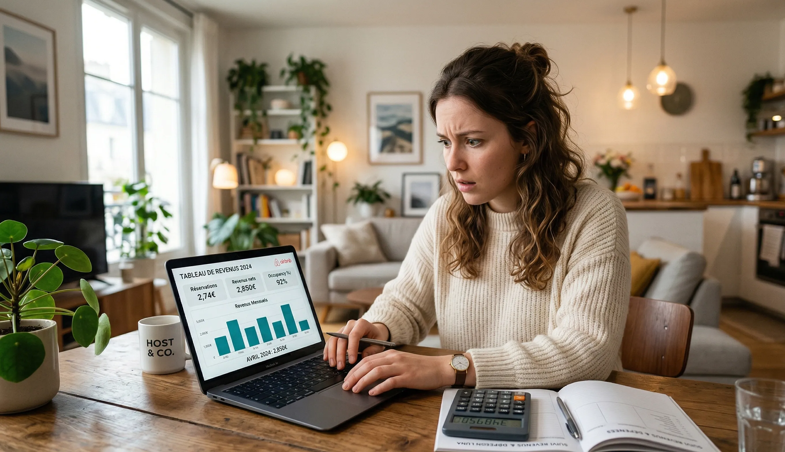 Hôte Airbnb analysant ses revenus nets après commission en 2026