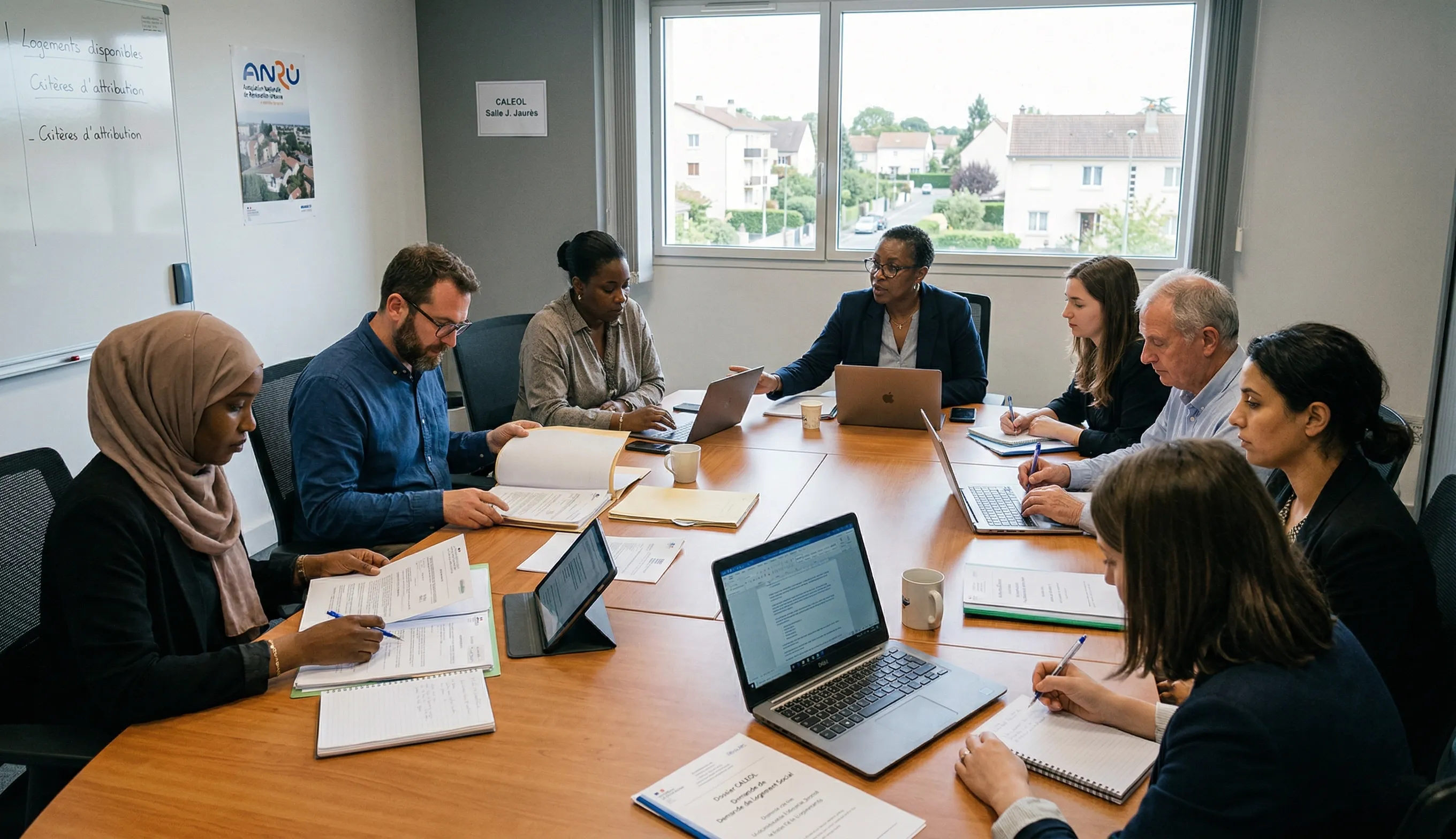 Commission d’attribution logement social CALEOL examinant des dossiers candidats rang 1