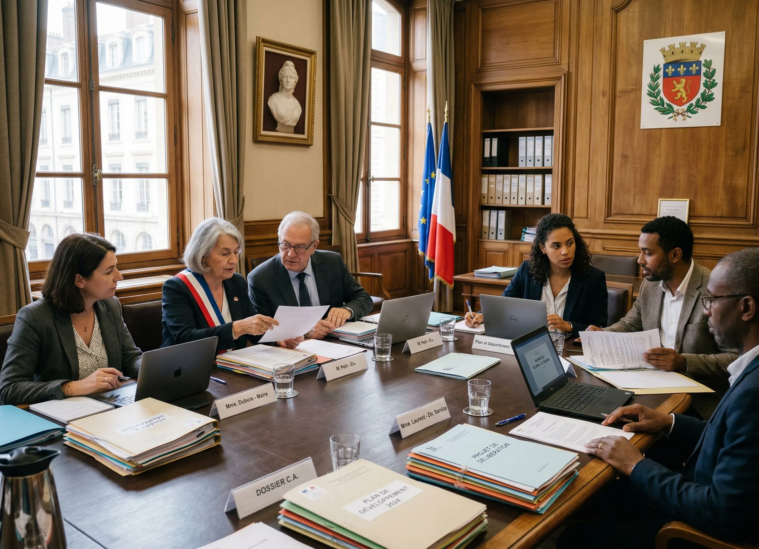 Commission d’attribution de logement social en réunion examinant des dossiers