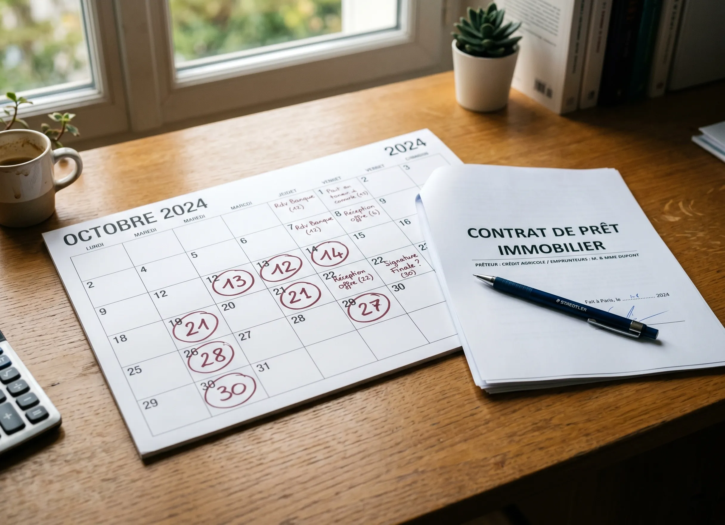 Calendrier illustrant le délai légal de 10 jours de réflexion pour une offre de prêt immobilier