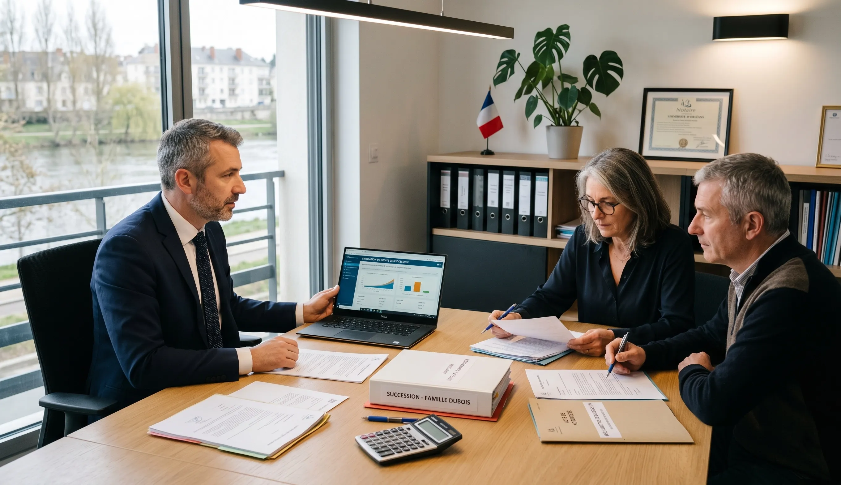 Simulation des frais de notaire en succession avec calcul financier réaliste