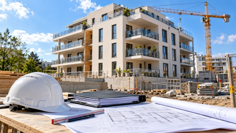 Programme immobilier neuf en fin de construction, couvert par les assurances obligatoires du promoteur